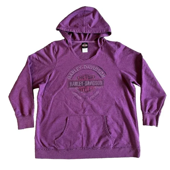 Harley Davidson Motorcycles Womens Size 1X Purple Hoodie Sweatshirt El Paso, TX - Picture 2 of 8